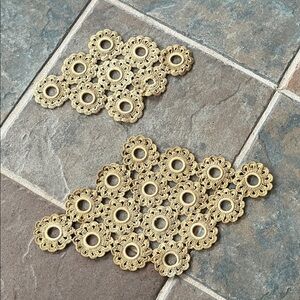 Vintage Gold Crochet Doily Set